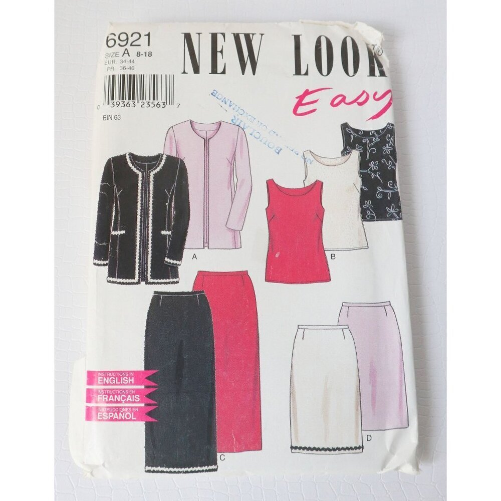 New Look 6921 Sewing Pattern Women's Separates Jacket Tops and Skirt Uncut Size